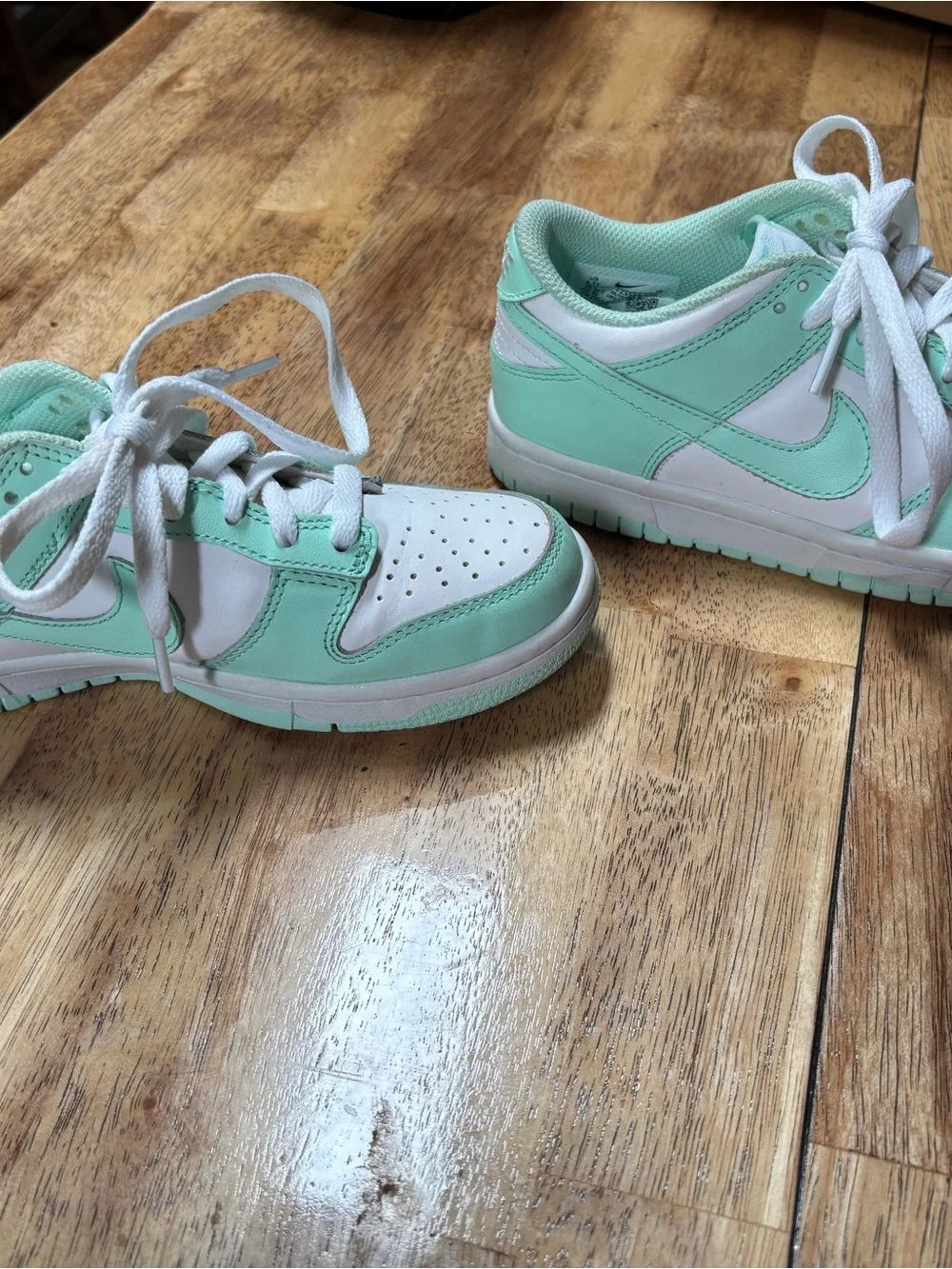 Nike Kids Mint & White Low-Top Sneakers